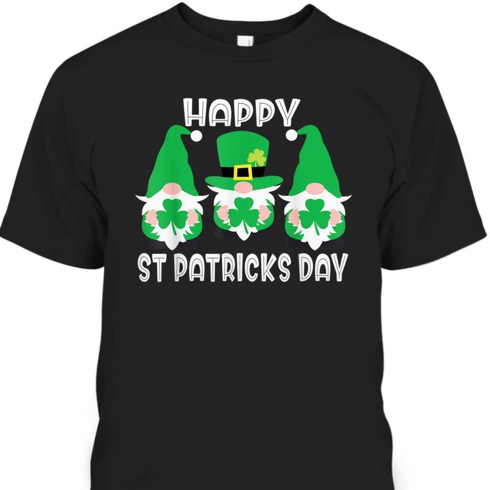 Happy St Patricks Day Three Gnomes Irish Shamrock Leprechaun Tshirt